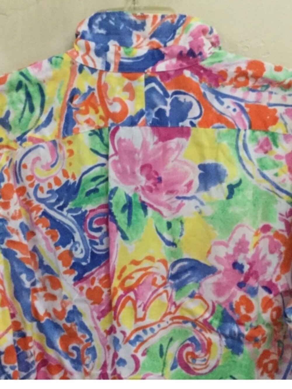 Lauren Ralph Lauren Women XL Floral Shirt Blouse Top Cotton Green Blue Orange - Picture 5 of 8